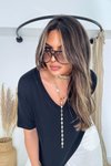 Siyah Likralı Örme Kumaş V Yaka Tshirt