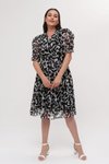 Black Midi Plus Size Wrap Chiffon Dress