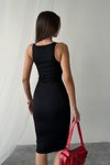 Siyah Midi Halter Yaka Fitilli Elbise