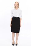 تنورة سوداء ميدي بتفاصيل حزام مرنة للمكتب