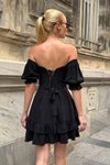 Siyah Mini Owen Sırt Detay Elbise