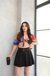 Siyah Mini Pileli Gizli Fermuarlı Kemerli Şortlu Etek