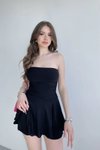 Siyah Mini Straplez Şortlu Elbise