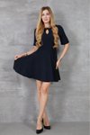 Siyah Mini Volanlı Kısa Kollu Yazlık Giy Çık Elbise
