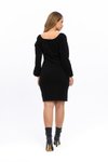 Siyah Mini Vücuda Oturan Kışlık Örme Elbise
