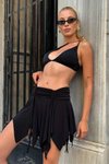 Siyah Mini Xia Şortlu Tasarım Etek
