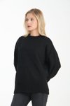 Siyah Oversize Basic Uzun Kazak