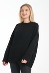 Siyah Oversize Basic Uzun Kazak
