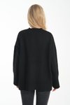 Siyah Oversize Basic Uzun Kazak