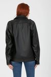 Siyah Oversize Bol Kesim Kemerli Biker Deri Ceket