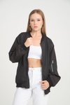 Siyah Oversize Unisex Paraşüt Mevsimlik Bomber Ceket