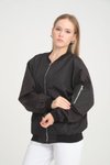 Siyah Oversize Unisex Paraşüt Mevsimlik Bomber Ceket