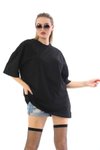 Siyah Pamuklu Unisex Oversize Basic T-shirt
