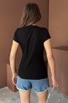 Siyah Pat Detaylı Fit Tshirt