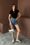 Siyah Pat Detaylı Fit Tshirt
