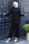 Siyah Pelerin Detaylı İkili Tesettür Takım