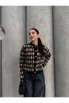 Siyah Pitikare Desen Triko Hırka