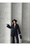 Siyah Poplin Kumaş Oversize Kimono
