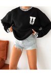 Siyah Unisex Oversize Sweatshirt