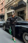 Siyah Uzun Detay Tasarım Tül Elbise
