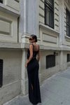 Siyah Uzun Kaylee Askılı Elbise