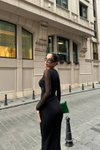 Siyah Uzun Korse Detay Tül Abiye Elbise