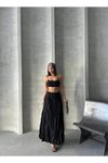 Siyah Uzun Kraşlı Etek