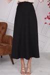 Siyah Uzun Mevsimlik Fermuarlı Kloş Etek