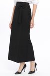 Siyah Uzun Mevsimlik Fiyonk Detaylı Kalem Etek