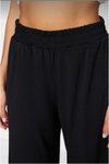 Siyah Wide Leg/rahat Kesim Yüksek Bel Esnek Örme Sandy Geniş Paçalı Oversize Pantolon