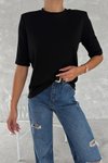 Siyah Yarım Kol Bisiklet Yaka Premium Basic T-Shirt