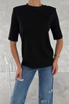 Siyah Yarım Kol Bisiklet Yaka Premium Basic T-Shirt