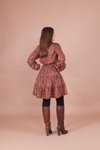 Taba Mini Çiçek Desenli Yaka Detay Elbise