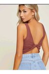 Tarçın Çift Yüz Ön Ve Arka Kullanımlı Crop Top