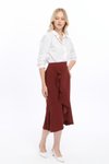 Cinnamon Midi Seasonal Flared Crepe Skirt