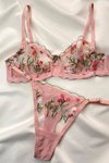 Toz Pembe London Dantel İşlemeli Bralet Takım