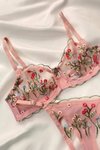 Toz Pembe London Dantel İşlemeli Bralet Takım