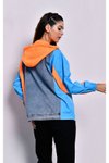 Turuncu Çift Renkli Kot Mix Ceket