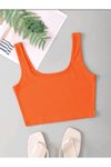 Turuncu Kare Yaka Askılı Crop Atlet