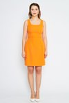 Turuncu Mini Askılı Kare Yaka Geniş Akılı Diz Üstü Abiye Elbise