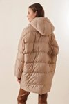Vizon Oversize Şişme Uzun Kalın Su Geçirmez Mont