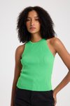 Green Ribbed Halter Neck Crop Knit