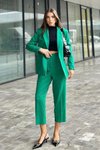 Yeşil Kruvaze Blazer Ceket Pantolon İkili Takım