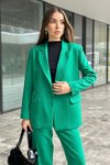 Yeşil Kruvaze Blazer Ceket Pantolon İkili Takım