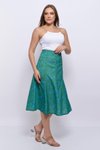 Yeşil Midi Mevsimlik Parçalı Kloş Etek