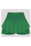 Yeşil Mini Fırfırlı Eteği Kat Yüksek Bel Şort Etek