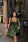 Yeşil Mini Lona Korse Detay Saten Elbise