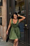 Yeşil Mini Lona Korse Detay Saten Elbise