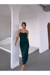 Yeşil Uzun Askılı Ayarlanabilir Elbise