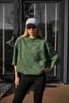 Yeşil Yıkama Detay Oversize Unisex Penye Tshirt